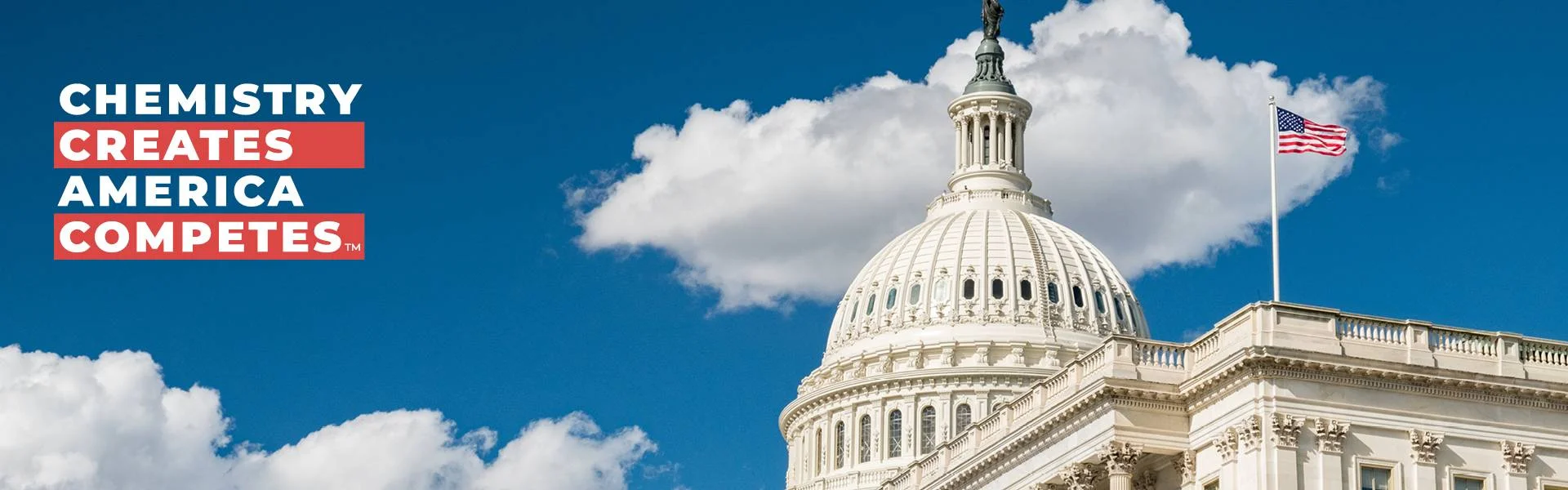 Chemistry Creates America Competes United States Capitol Dome and American Flag