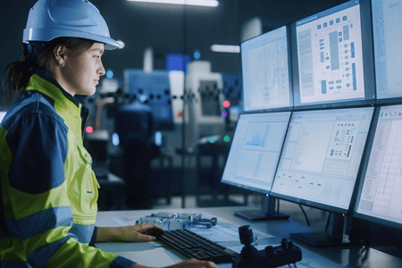 Worker at Computer Terminal